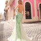 Vestido largo de sirena con escote en V, espalda descubierta y lentejuelas bordadas C1416 Anabel de Nox