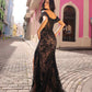 Nox Anabel C1455 Long Off Shoulder Fitted Plunging Sweetheart Dress