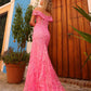 Nox Anabel C1455 Long Off Shoulder Fitted Plunging Sweetheart Dress