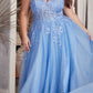 Ladivine C148 Long Strapless Lace and Tulle Glitter A-Line Ballgown