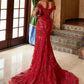 Nox Anabel C1600 Off the Shoulder Fully Beaded Long Train Dress