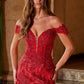 Nox Anabel C1600 Off the Shoulder Fully Beaded Long Train Dress