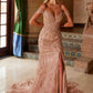 Nox Anabel C1600 Off the Shoulder Fully Beaded Long Train Dress