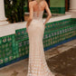 Nox Anabel C1603 Impresionante Vestido Ajustado de Cola Larga Escote en V Totalmente Bordado con Pedrería