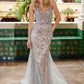 Vestido de gala sirena sin mangas de tul con lentejuelas Nox Anabel C1606