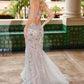 Vestido de gala sirena sin mangas de tul con lentejuelas Nox Anabel C1606