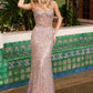 Vestido de fiesta Nox Anabel C1609 con cuello corazón, pedrería floral.