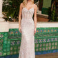Vestido de fiesta Nox Anabel C1609 con cuello corazón, pedrería floral.