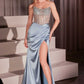 Ladivine C161 Strapless Crystal and Satin Fitted Dress