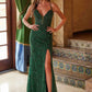 Vestido Nox Anabel C1616 de tul con abalorios y cordones, y abertura