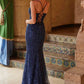 Vestido Nox Anabel C1616 de tul con abalorios y cordones, y abertura