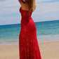 Vestido Nox Anabel C1616 de tul con abalorios y cordones, y abertura