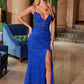 Vestido Nox Anabel C1616 de tul con abalorios y cordones, y abertura