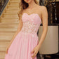 Nox Anabel C1617 Strapless Applique Corset with Chiffon Skirt Dress