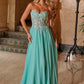 Nox Anabel C1617 Strapless Applique Corset with Chiffon Skirt Dress
