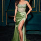 Ladivine C161 Strapless Crystal and Satin Fitted Dress