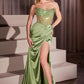 Ladivine C161 Strapless Crystal and Satin Fitted Dress