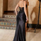Nox Anabel C1625 Encantador Vestido Largo de Lentejuelas Transparente con Corsé en la Cintura