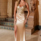 Nox Anabel C1625 Encantador Vestido Largo de Lentejuelas Transparente con Corsé en la Cintura