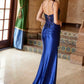 Nox Anabel C1625 Encantador Vestido Largo de Lentejuelas Transparente con Corsé en la Cintura