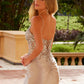 Nox Anabel C1625 Encantador Vestido Largo de Lentejuelas Transparente con Corsé en la Cintura