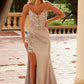 Nox Anabel C1625 Encantador Vestido Largo de Lentejuelas Transparente con Corsé en la Cintura