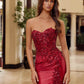 Nox Anabel C1630 Stretch Glitter Satin Fitted Strapless Prom Gown