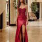 Nox Anabel C1630 Stretch Glitter Satin Fitted Strapless Prom Gown