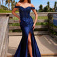 Nox Anabel C1647 Satin Sweetheart Off-Shoulder Sheer Boned Bodice Dress