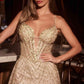 Ladivine C167 Dress Glitter Printed Fitted Gown With Overskirt