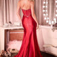 Vestido largo ajustado Ladivine C171 con corsé transparente, escote pronunciado y corpiño