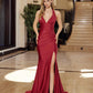 Nox Anabel C1723 Vestido de fiesta ajustado de satén elástico con cuello halter