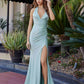 Nox Anabel C1723 Vestido de fiesta ajustado de satén elástico con cuello halter