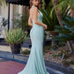 Nox Anabel C1723 Vestido de fiesta ajustado de satén elástico con cuello halter