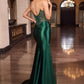 Vestido de noche formal largo con abertura en la pierna, escote pronunciado y tirantes finos C172 Ladivine
