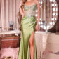 CLEARANCE - Ladivine C172 Fitted Plunging Neckline Rose Gold Formal Gown (Size 10)