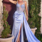 Ladivine C173 Vestido Largo de Fiesta Ajustado con Cuello Halter, Corpiño Corsé y Abertura en la Pierna