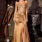 Ladivine C173 Vestido Largo de Fiesta Ajustado con Cuello Halter, Corpiño Corsé y Abertura en la Pierna