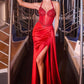 Ladivine C173 Vestido Largo de Fiesta Ajustado con Cuello Halter, Corpiño Corsé y Abertura en la Pierna