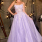 Ladivine C174 Encantador Vestido de Gala Escote Redondo Aplicaciones Florales