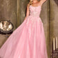 Ladivine C174 Encantador Vestido de Gala Escote Redondo Aplicaciones Florales