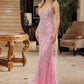 Vestido de fiesta ajustado Nox Anabel C1826 con escote en pico y adornos de pedrería