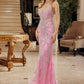 Vestido de fiesta ajustado Nox Anabel C1826 con escote en pico y adornos de pedrería