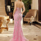 Vestido de fiesta ajustado Nox Anabel C1826 con escote en pico y adornos de pedrería