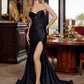 Vestido de noche sin tirantes con corpiño de ilusión adornado Nox Anabel C1830