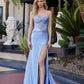 Vestido de noche sin tirantes con corpiño de ilusión adornado Nox Anabel C1830