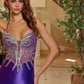 Vestido de gala Nox Anabel C1831 entallado de jersey brillante con adornos de pedrería