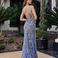 Nox Anabel C1834 Vestido de Noche Ajustado con Adornos de Cuentas y Escote en Pico