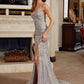 Nox Anabel C1834 Vestido de Noche Ajustado con Adornos de Cuentas y Escote en Pico