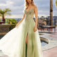 Nox Anabel C1843 Mesh A-Line Peaked Neckline Sequin Prom Ball Gown